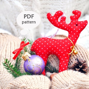 Reindeer Sewing Pattern. Christmas Sewing Projects. Deer Sewing Pattern. Christmas Sewing Pattern. Christmas Ornament Pattern. Deer Pattern image 1