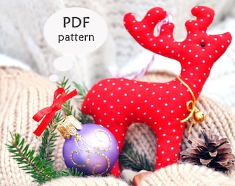 Reindeer Sewing Pattern. Christmas Sewing Projects. Deer Sewing Pattern. Christmas Sewing Pattern. Christmas Ornament Pattern. Deer Pattern