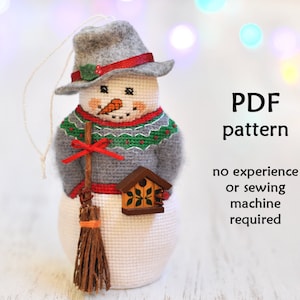 Snowman Cross Stitch Pattern. Christmas Cross Stitch Pattern. Cross Stitch Christmas Ornament. Cross Stitch Pattern PDF. 3D Cross Stitch