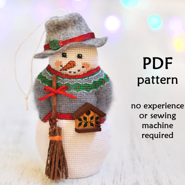 Snowman Cross Stitch Pattern. Christmas Cross Stitch Pattern. Cross Stitch Christmas Ornament. Cross Stitch Pattern PDF. 3D Cross Stitch