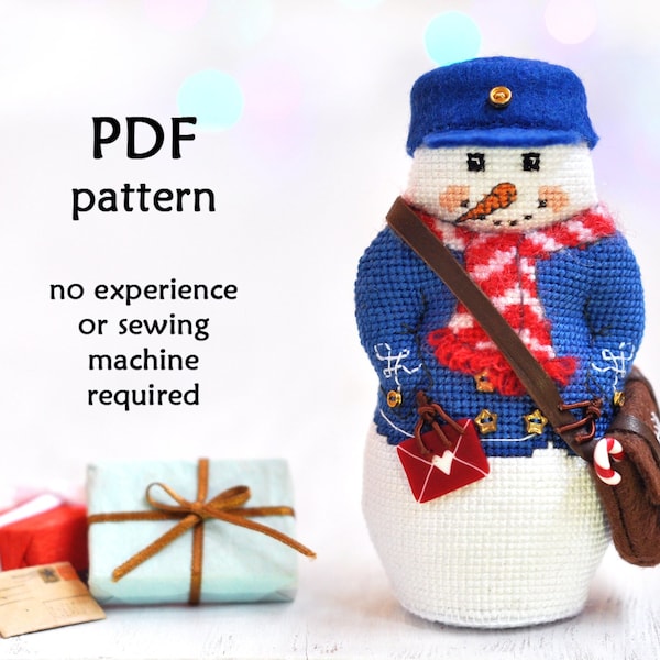 Postman Cross Stitch Pattern. Snowman Cross Stitch Pattern. Christmas Cross Stitch Pattern. 3D Cross Stitch Pattern. Christmas Ornament PDF