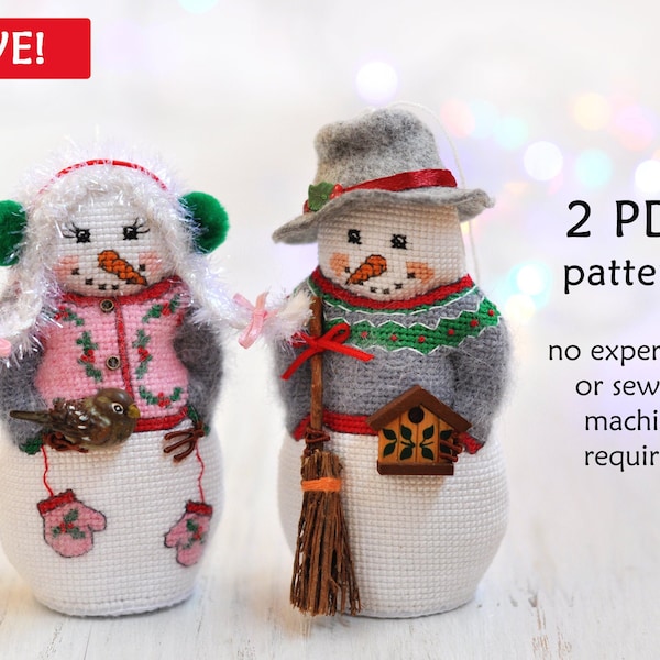 Snowmen Cross Stitch Patterns. Set of 2 Cross Stitch Patterns. Snowman Cross Stitch. Valentines Cross Stitch Pattern. Christmas Cross Stitch