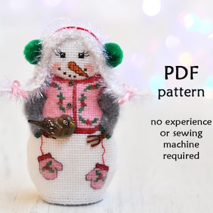 Patrón de punto de cruz para adorno navideño de niña de nieve (patrón PDF)