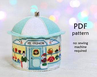 Winter House Cross Stitch Pattern. Christmas Cottage Cross Stitch. Christmas Cross Stitch Pattern. Cross Stitch Christmas Ornament. 3d Cross