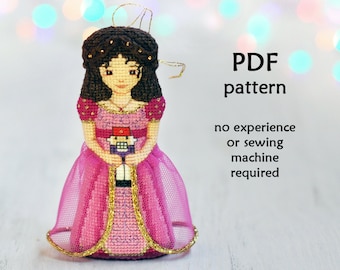 Nutcracker Cross Stitch Pattern. Christmas Cross Stitch Pattern. Clara Nutcracker Cross Stitch Ornament. Cross Stitch Christmas Ornament. 3D