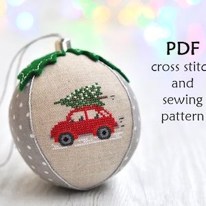 Cross Stitch Christmas Ornament. Christmas Cross Stitch Pattern. Christmas Sewing Pattern. Christmas Ornament Pattern. Christmas Bauble