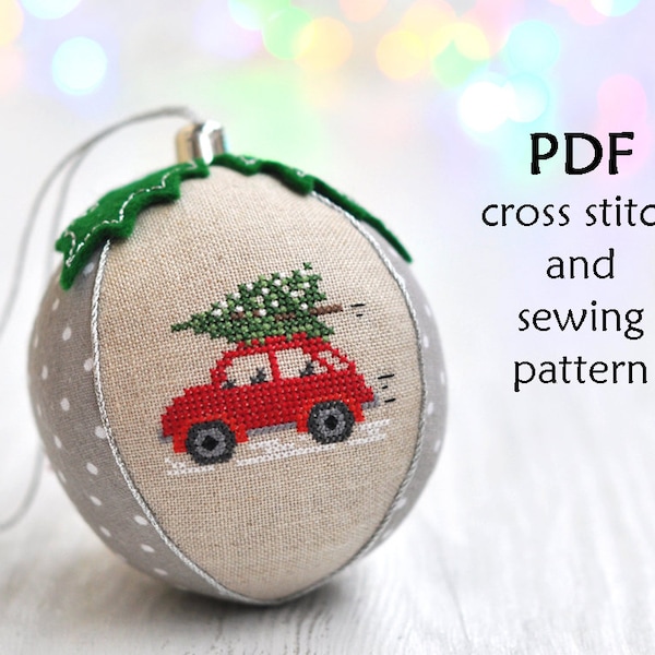 Cross Stitch Christmas Ornament. Christmas Cross Stitch Pattern. Christmas Sewing Pattern. Christmas Ornament Pattern. Christmas Bauble