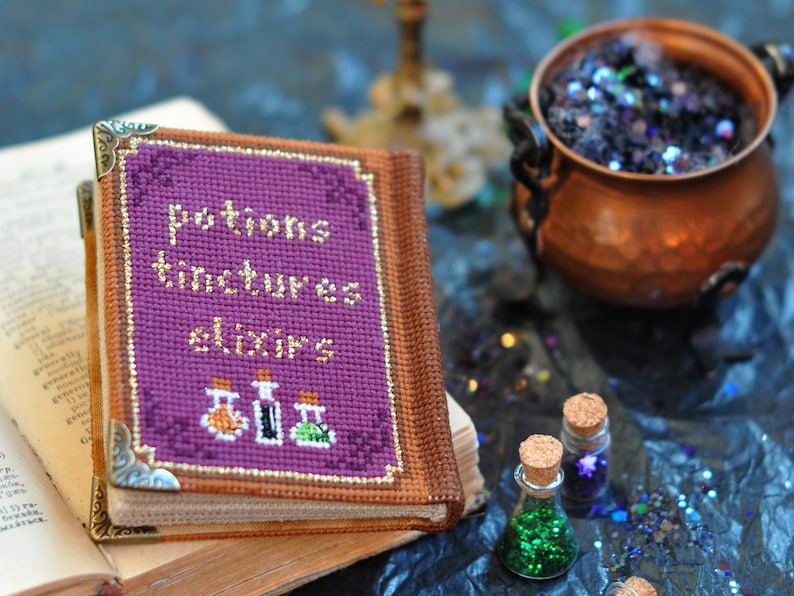 Book of Potions Cross Stitch. Halloween Cross Stitch Pattern. Etsy