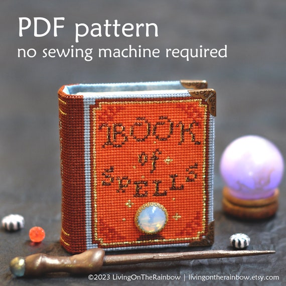 Book of Spells Cross Stitch Pattern: 3D Halloween Ornament (PDF Pattern)
