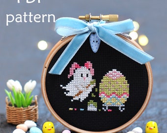 Easter Cross Stitch Pattern. Easter Egg Cross Stitch. Ghost Cross Stitch Pattern. Spring Cross Stitch Pattern. Cute Easter Cross Stitch. PDF