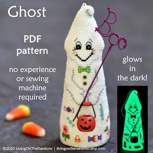 Ghost Cross Stitch Pattern. Halloween Cross Stitch Pattern. Trick or Treat Cross Stitch . Halloween Cross Stitch Ornament. 3D Cross Stitch