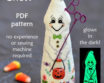Ghost Cross Stitch Ornament Pattern, Halloween 3D (PDF Pattern)