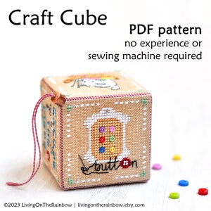 Craft Lover Cross Stitch. Sewing Cross Stitch Pattern. Craft Room Cross Stitch. Button Cross Stitch Pattern. Cross Stitch Cube Pattern. 3D