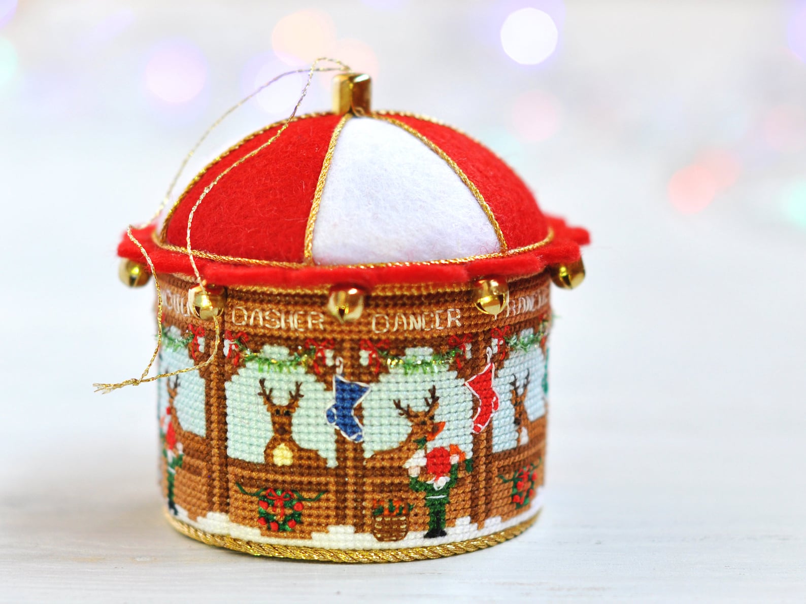 Cross Stitch Christmas Ornament. Santa's Reindeers Cross Etsy
