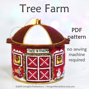 Tree Farm Cross Stitch Pattern. Christmas Cross Stitch Pattern. Christmas Tree Farm. Barn Cross Stitch. Primitive Counted Cross Stitch