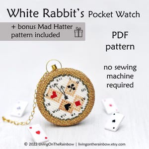 Alice in Wonderland Cross Stitch Pattern: White Rabbit Pocket Watch Ornament (PDF)