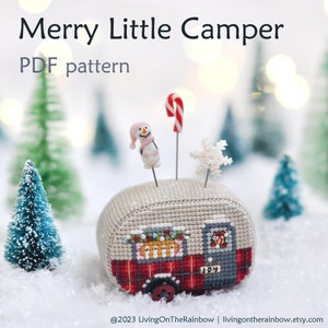 Kreuzstichmuster Weihnachten im Wohnwagen: 3D Retro Wohnwagen Ornament (PDF Muster)