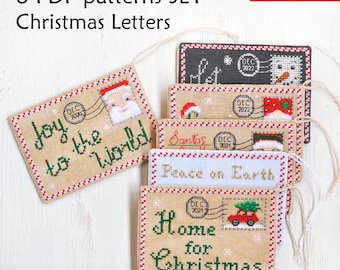 Christmas Card Cross Stitch Patterns: Holiday Letter Set (6 PDF)