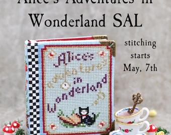 Patrón de punto de cruz del libro Alicia en el País de las Maravillas: Stitch-Along de LivingOnTheRainbow, SAL, Stitch-A-Long (Patrón en PDF)