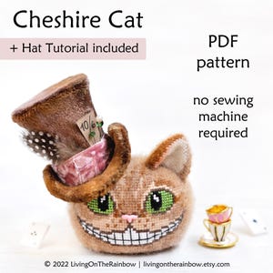 Cheshire Cat Cross Stitch Pattern: 3D Alice in Wonderland Ornament (PDF Pattern)