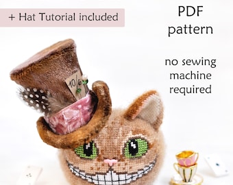 Cheshire Cat Cross Stitch Pattern: 3D Alice in Wonderland Ornament (PDF Pattern)