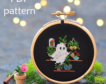 Plant Mom Cross Stitch. Ghost Cross Stitch Pattern. Plant Daddy Cross Stitch. Plant Lover Cross Stitch. Halloween Cross Stitch Pattern