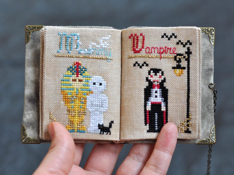 Book of Shadows Cross Stitch PDF Pattern: 3D Witchy Grimoire, Altar Decor image 2