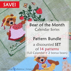 Bear Cross Stitch Calendar. Bear of the Month Cross Stitch. 12 patterns SET. Cross Stitch Calendar Pattern. Bear Cross Stitch Pattern