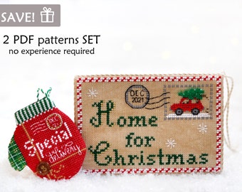 Christmas Card Cross Stitch Pattern: Home for the Holidays, Mitten (PDF Pattern)