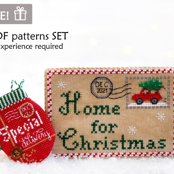 Christmas Card Cross Stitch Pattern: Home for the Holidays, Mitten (PDF Pattern)