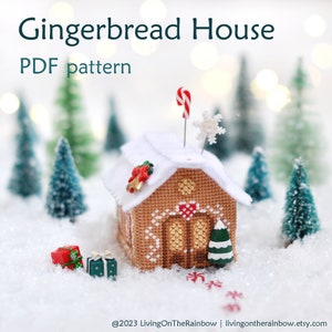 Gingerbread House Cross Stitch. Christmas Ornament Cross Stitch. Christmas Cross Stitch Pattern. Gingerbread Cross Stitch Pattern. 3D Cross
