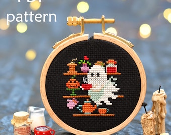 Kitchen Ghost Cross Stitch. Ghost Cross Stitch Pattern. Cute Ghost Cross Stitch. Cooking Cross Stitch. Halloween Cross Stitch Pattern. Goth