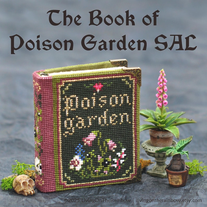 Poison Garden Book kruissteekpatroon, Halloween SAL Stich-A-Long (pdf-patroon) afbeelding 1