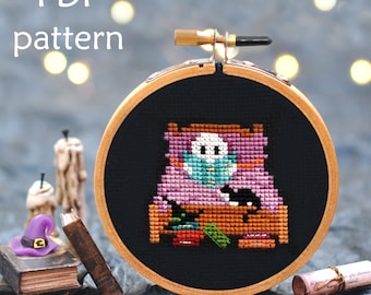 Reading Ghost Cross Stitch Pattern: Book Lover Gift (PDF Pattern)