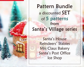 Può includere: Un set scontato di 5 schemi di ricamo a punto croce per una serie di Villaggio di Babbo Natale. Gli schemi includono la casa di Babbo Natale, le stalle delle renne, la panetteria di Mrs Claus, l'ufficio postale di Babbo Natale e il negozio di ghiaccio.