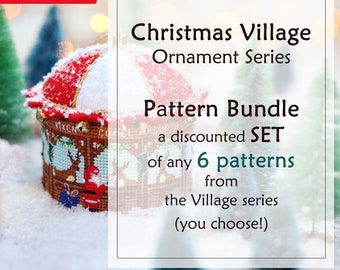 Set of 6 PDF Patterns. Christmas Cross Stitch Pattern. 3D Cross Stitch. Christmas Village Cross Stitch. Cross Stitch Christmas Ornament.