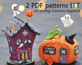 Haunted House Cross Stitch. Halloween Cross Stitch Patterns. Haunted Camper Cross Stitch. Haunted Village Cross Stitch. Halloween House 3D