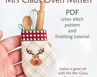 Mrs Claus Oven Mitten: PDF Cross Stitch Pattern