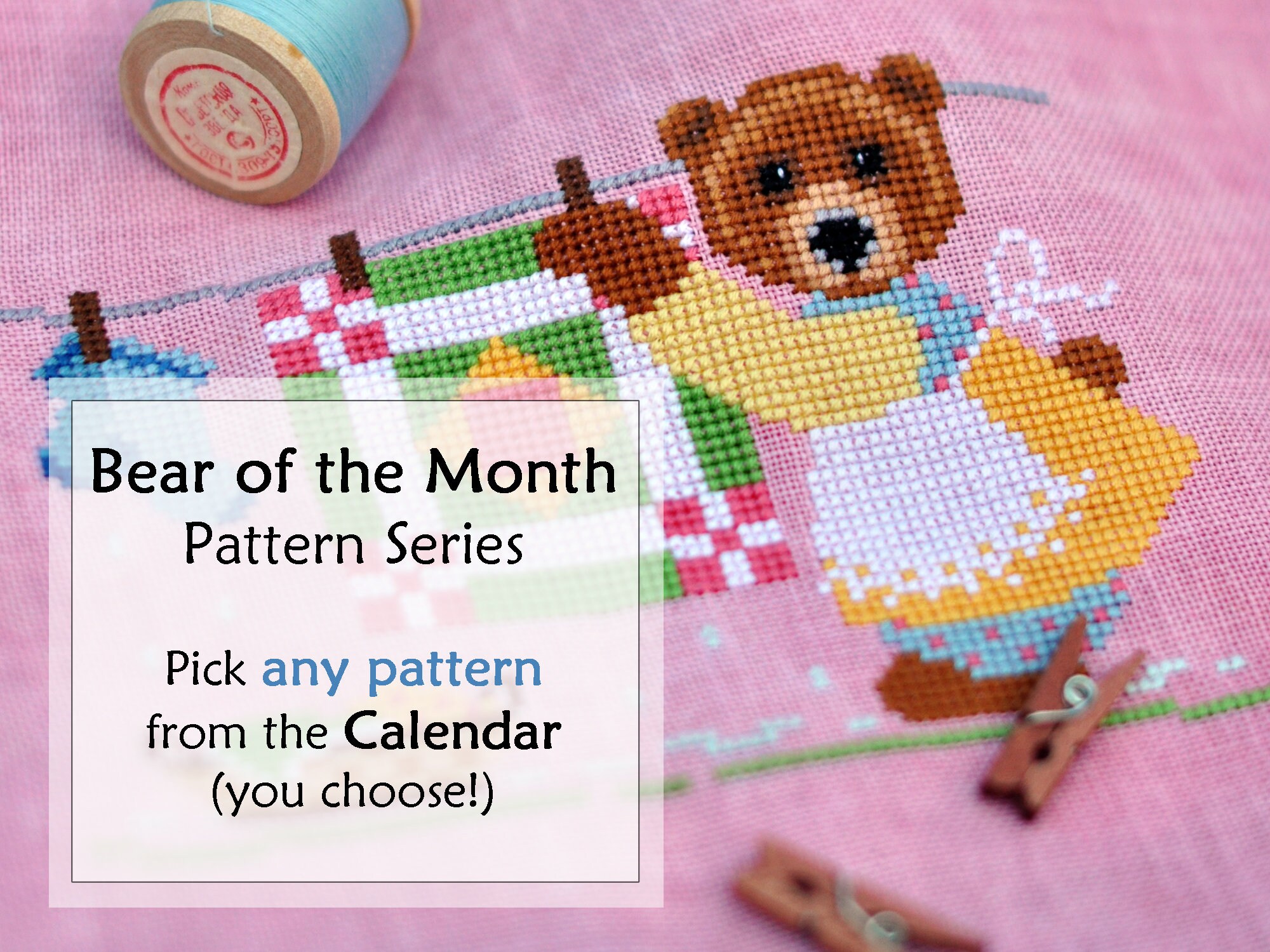 Bear Cross Stitch Pattern. Cross Stitch Calendar. Seasonal Etsy UK