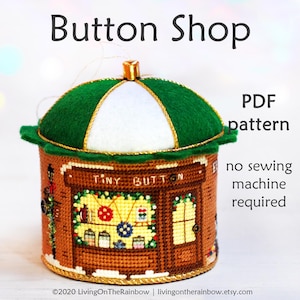 Mönster för korsstygnsdekoration i 3D-julby - Tiny Button Shop (PDF-mönster)