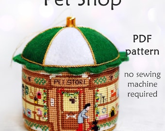 Pet Store Christmas Ornament Cross Stitch Pattern (PDF)