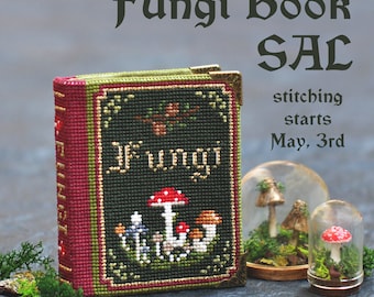 Fungi Book Stitch Along. Halloween Cross Stitch Stitch. Mushroom Cross Stitch Pattern. Cottagecore Cross Stitch. SAL by LivingOnTheRainbow