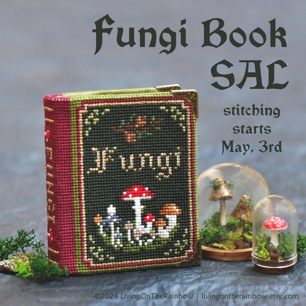 Fungi Book Stitch Along. Halloween Cross Stitch Stitch. Mushroom Cross Stitch Pattern. Cottagecore Cross Stitch. SAL by LivingOnTheRainbow