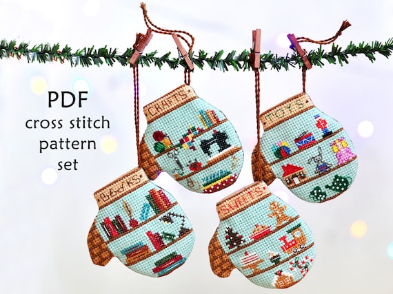 Mitten Cross Stitch Pattern Cross Stitch Christmas Ornament Etsy