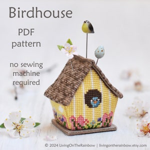 Birdhouse Cross Stitch Pattern. Bird Cross Stitch. Spring Cross Stitch Pattern. 3D Cross Stitch. 3D House Cross Stitch. Easter Cross Stitch