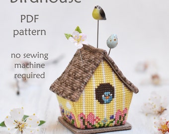 Birdhouse Cross Stitch Pattern. Bird Cross Stitch. Spring Cross Stitch Pattern. 3D Cross Stitch. 3D House Cross Stitch. Easter Cross Stitch