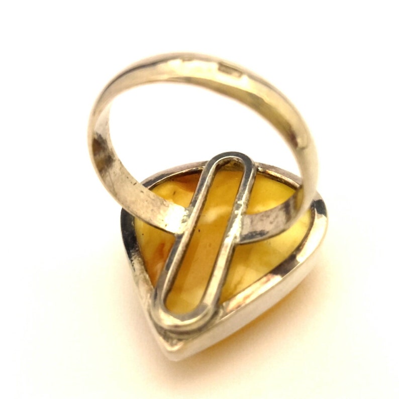 Amber Baltic Ring Genuine Vintage 8.04 Gr Huge Egg Yolk Yellow Color Handmade