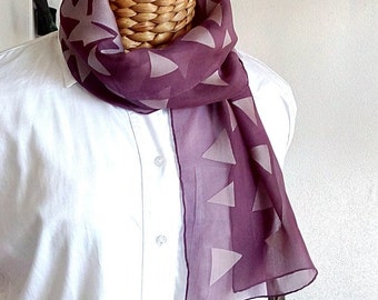 Silk/viscose scarf, hand-dyed taupe scarf with woven pattern, high-quality silk mix, decorative, gift for mother, girlfriend