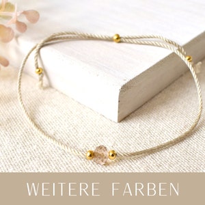 Seidenarmband mit Kristallperle, Farbwahl, facettierte Glasperle, verstellbare Größe, Geschenk Freundin Mutter