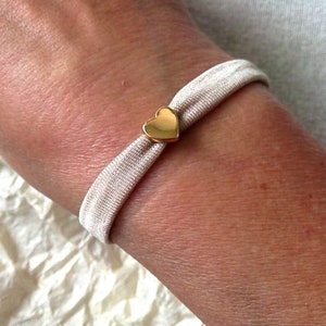 HART zijden armband, gouden hart, pure zijde, elastisch, kleurkeuze, cadeau, kleurkeuze, liefde, romantiek, vriendschap